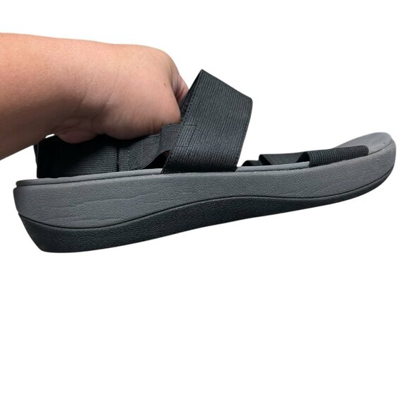 Clarks Cloudsteppers Sandals Womens 10 Arla Jacory Slingback Wedge Gray Black - Picture 2 of 8